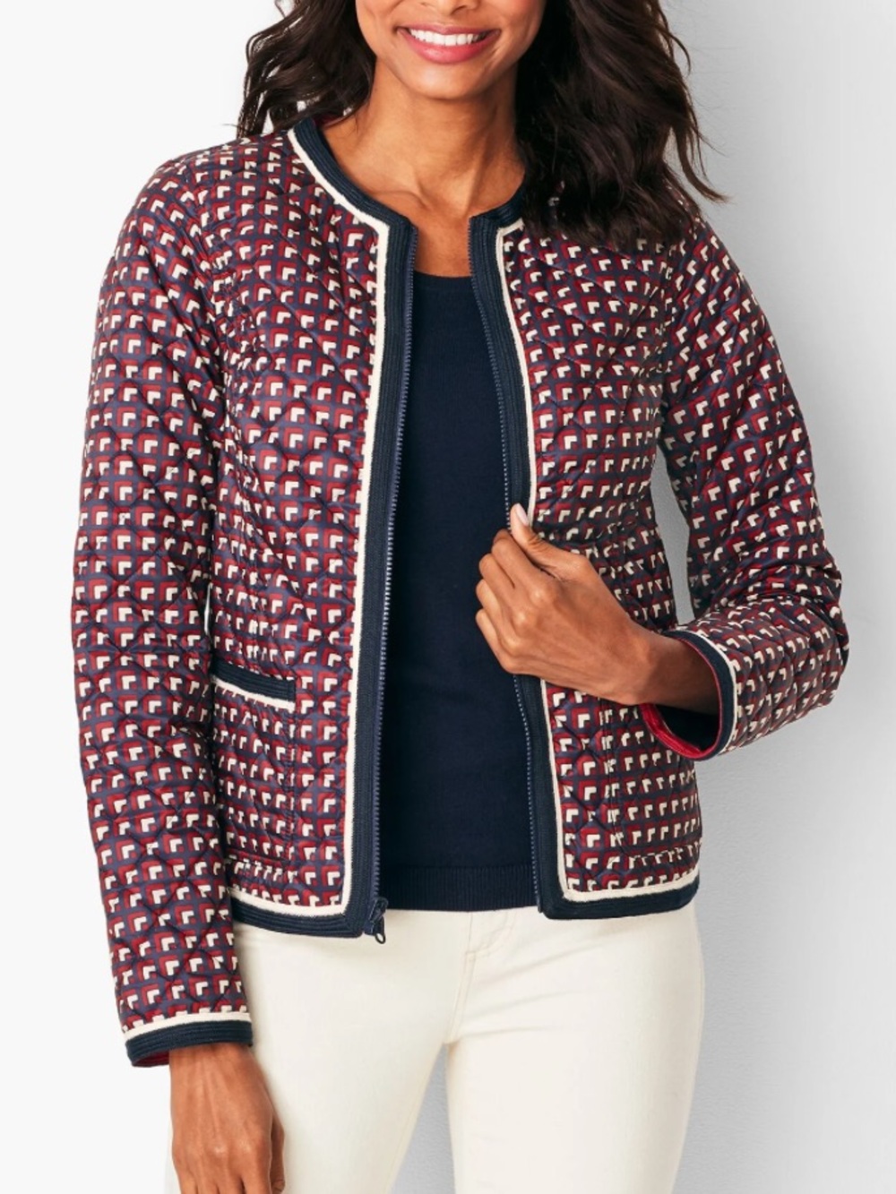 Talbots Reversible Quilted Jacket Size Medium Petite MP NWOT